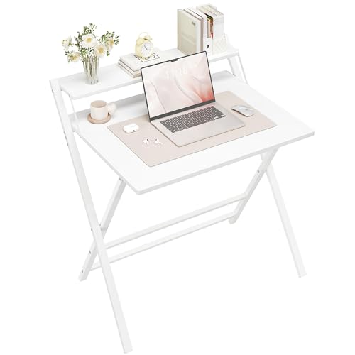 Yaheetech Scrivania Pieghevole per Computer a 2 Livelli 80 cm