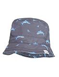 maximo Mini Boy-Fischerhut, Schlapphut, grau-hellblau-Haimotiv, UV Schutz, Sommer-Sonnenhut Made in Germany (as3, Numeric, Numeric_53)