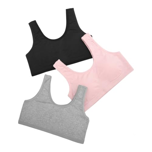 Image of Girls Cotton Sports Bra, Non-Padded, Full Coverage, Regular Broad Strap, Pack of 3, Training Bra for Gym Yoga Workout