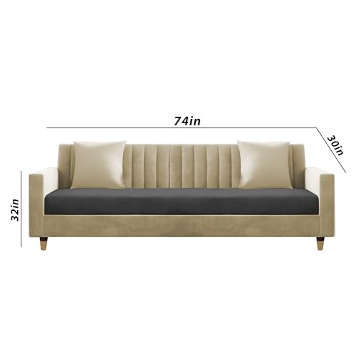 Image of Casaliving Garcia 3+2+1 Seater Sofa Set for Living Room (Cream Black Colour) Premium Fabric Sofa