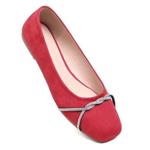 Image of TN TANGNEST Womens Casual Flats Chain Ballet Flats | Fashion Pointed Toe Rhinestone Flats, Comfort Slip On Dress Shoes for Business Work Office Wedding Party