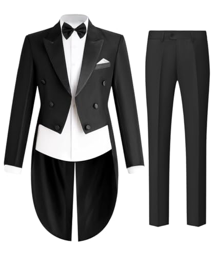 Men's Tailcoat Suit，Mens Suits 2 Piece Slim Fit Single Breasted Swallow Tail Coat for Proms,Concert,Wedding
