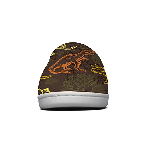 Dinosaur Slippers Womens Mens Slippers House Slippers Colorful Cute Dino Brown Slippers Winter Shoes Gifts For Women Men,Size 16-17 Women/14-15 Men #TOP4