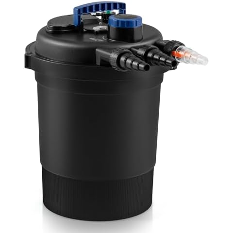 RELAX4LIFE Bio Pressure Pond Filter - Pressurized Biological Pond Filter w/13W UV-C Light, 4 Adapters, 2642 GPH for 1321 Gal Koi Ponds or 2642 Gal Ornamental Ponds, Fish Pond Filters for Outdoor Ponds Cover