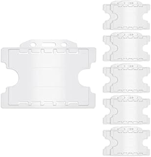 Molain 10pcs Double Sided ID Card Holders, Open Faced ID Badge Holder Dual Identity Plastic Pass Protector ID Card Badge Holders with Lanyard Hole for Office, School(White)