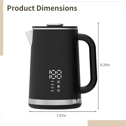 Hervidor eléctrico acero inoxidable negro 1.6L miniatura 2