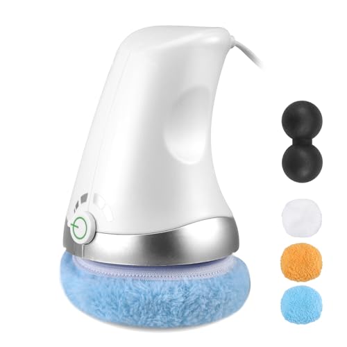 Nordic Sculpt Machine Handheld Cellulite Massager Tool Electric Body Sculpting Machine with 4 Plush Massage Covers Relieve Fatigue for Neck Shoulder Arms Waist Abdomen Buttocks Legs White