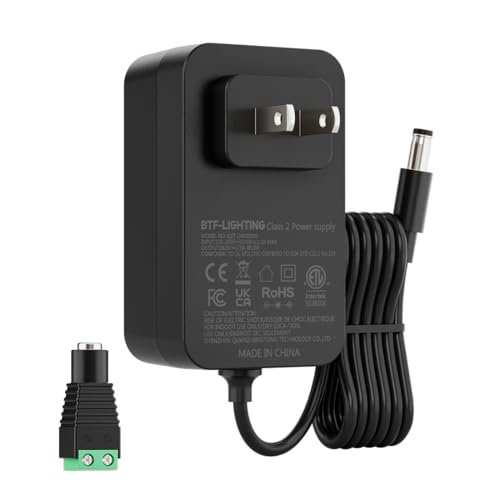 Image of BTF-LIGHTING 24V 2A 48W Power Supply Adapter ETL Listed 100-240V AC to 24V DC Converter Class 2 Power Supply, 5.5x2.1mm Jack for Low Voltage LED Strip Lights, CCTV, Router, Electronics
