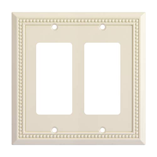 Image of Henne Bery Sunken Pearls Heavy Duty Decorative Wall Plate Switch Plate Outlet Cover, Durable Solid Zinc Alloy (Double Decorator, Light Almond)