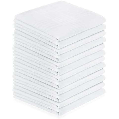 Aomig 12Pcs Premium White Handkerchiefs Cover