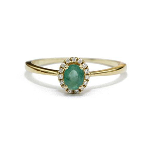 Émeraude naturelle et diamants : bague halo d'exception en or jaune 18 carats Gowe
