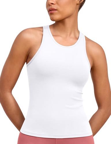 BAYDI Clouduxi Racerback Workout Tank Tops for Women Yoga Sleeveless Camisole Athletic Running Gym Shirts White