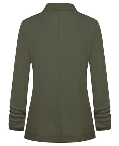 MINTLIMIT Womens Casual 3/4 Sleeve Blazers Jackets Button Front Lapel Collar Blazer Suit Cardigan for Work Office,Army Green,XL3