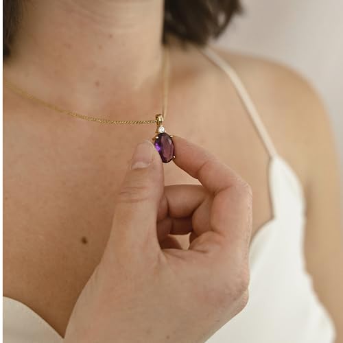 HOPE LOVE SHINE Amethyst Necklace Gift for Women - February Birthstone Jewelry - 18K Gold Plated Spiritual Pendant - Elegant Women's Jewelry Gift for Birthday, Anniversary & More (18+2-inch)4