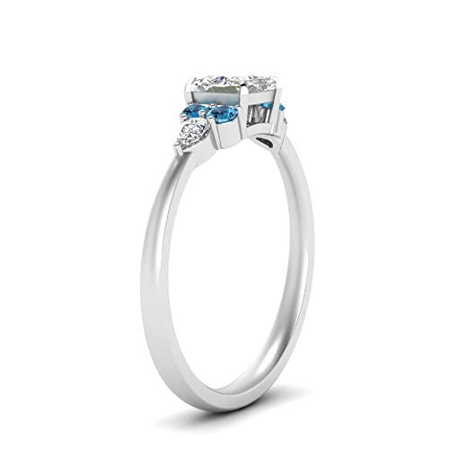 Image of Choose Your Gemstone Princess Shape Accented Engagement Ring 925 Sterling Silver Minimal Modern Design Birthday Gift Wedding Gift Side Stone Engagement Rings : US Size 4 to 12