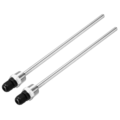 uxcell 2 Pcs 8mm Dia G1/2 Thermowell Weldless Stainless Steel 304 with Cable Gland 300mm Length for Beer Fermenter,Black
