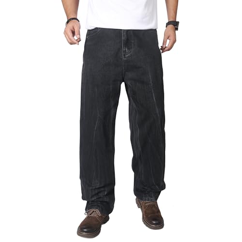 AITITIA Men's Wash Wide Leg Baggy Jeans2