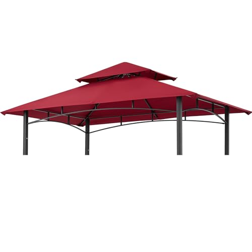Grill Gazebo Replacement Roof - ABCCANOPY 5x8 Double Tiered BBQ Canopy Top Cover, Outdoor Grill Tent Roof for #L-GZ238PST-11 (Burgundy)