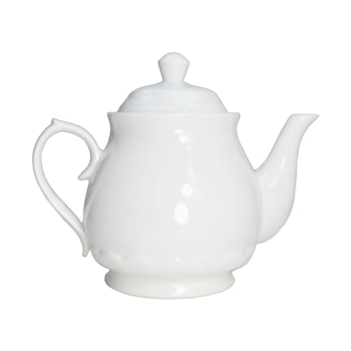 Image of White Porcelain Teapot, 2L Large Tea Pot Coffee Tea Water Pot Vintage Lotus Ceramic Gooseneck Kettle (72oz)
