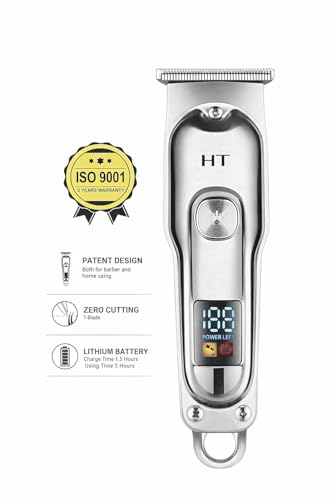 Image of AT-179 Rechargeable Hair Clipper, Golden, T-Blade Design, LED Display, Turbo Mode, with 3 Comb Attachments