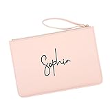 Andaz Press Personalized Vegan Leather Wristlet Clutch Purse Pouch Bag for Women, Bridesmaid Proposal Gifts, Custom Name Cosmetic Bag for Wedding, Bachelorette, Bridal Shower, Bridal Party, 1-Pack