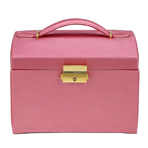 ZASCHMOY Gabinete de Almacenamiento de Joyas de Tres Capas, Vitrina de PU para Aretes y Collares, negro. (rojo)