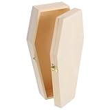 Yardenfun ハロウィン 木製棺材ボックス スムーズな仕上げ ユニークなフリップトップデザイン キャンディトリケットストレージ ペットの骨灰