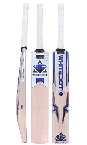 Whitedot 3.1 Blue Kashmir Willow Cricket Bat - 1160-1200 Gram Balanced - Size Short Handle - (Blue-3.1-SH)