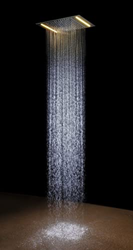 Cascada Recessed Thermostatic 14 x 20 Inch LED Shower system with 3 Way Mixer & 3 function (Rainfall, Body Jets & hand Shower) (Polished Gold) miniatura 3