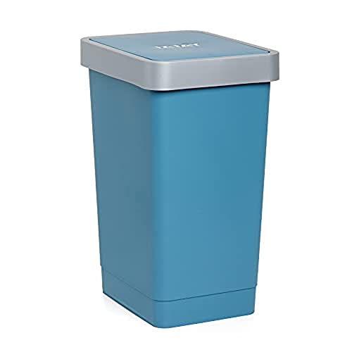 Image of TATAY Smart 25L Rubbish Bin Kitchen with Swing Lid | Compact and Functional | Indoor and Outdoor Use | Fits 30L Bags | BPA-Free Durable Plastic | 26x34x47cm, Blue