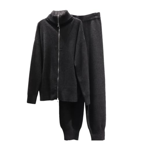 Ensemble 2 pièces luxe laine cachemire Haitpant ensemble pantalon chic col roulé femme