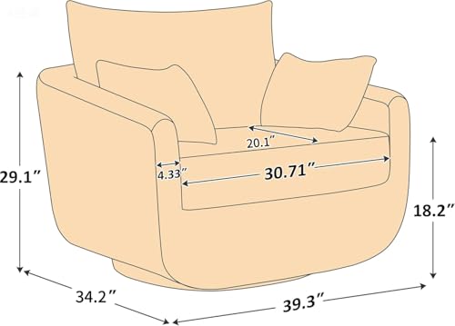 360° Swivel Accent Armchair, 39.3" Oversized, Camel | Sherpa Boucle Fabric Sofa Chair with Removable Back & Arm Pillows, Swivel Chair with Cozy Soft Padded - Image 3