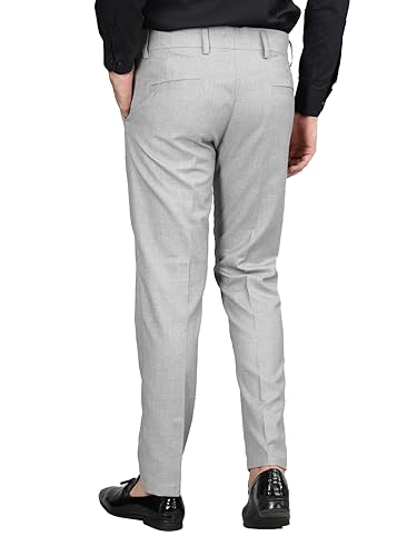 Image of CHKOKKO Men Mid Rise Slim Fit Solid Regular Trouser