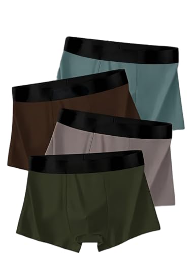 Image of Men's Soft Nylon Boxer Briefs Breathable Stretch Trunks with Elastic Waist Pack of 4