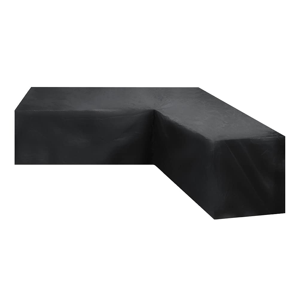 Cenpek Dark Grey Patio V-Shaped Sectional Sofa Cover Waterproof, Outdoor Sectional Furniture Cover Outdoor Sofa Cover L-Shaped Garden Couch Protector-215 X 215 X 87Cm