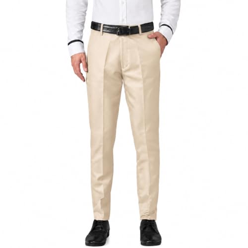 Image of Men's Slim Fit Formal Trousers | Office & Business Wear | Men's Solid Formal Pants (256)