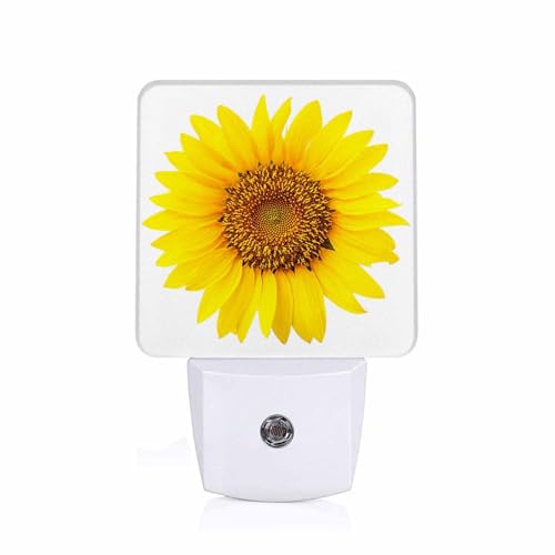 Image of LED Night Light,Yellow Summer Sunflower LED Night Light Plug into Wall with Dusk to Dawn Light Sensor White Energy Efficient Nightlight for Bedroom Bathroom Hallway Living Room Kitchen