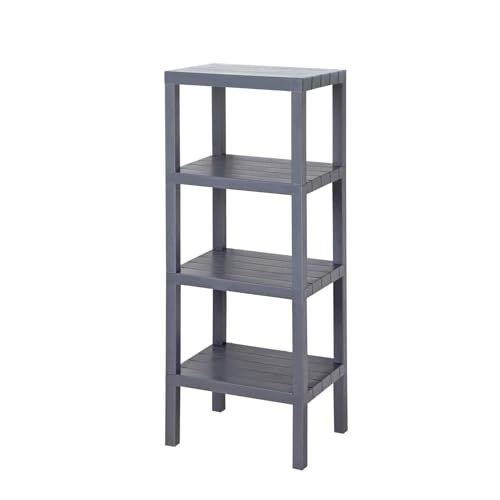 4 Katlı Köşe Rafı | Banyo, Mutfak ve Kiler için Yer Tasarruflu Organizer | Çok Amaçlı Plastik Raf | 4 Farklı Renk Seçeneği (38x29x100 cm) (Gri)