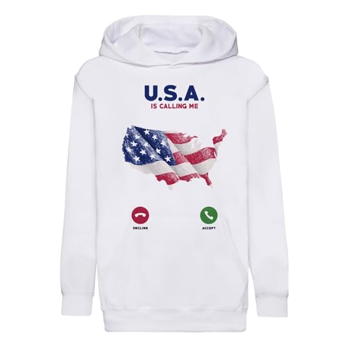 Sweat à capuche enfant USA is Calling Me Fabulous Hoodie en coton premium noir