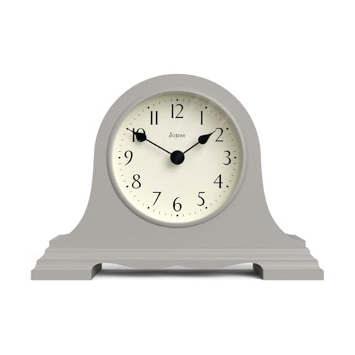 JONES CLOCKS Speakeasy Reloj de repisa | Clásico diseño de Sombrero de Napoleón | Gris | Estilo clásico contemporáneo...