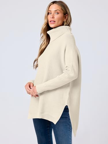 ANRABESS Women's Oversized Turtleneck Batwing Sleeve Spilt Casual Loose Knit Tunic Pullover Sweater Tops 2025 Fall Outfits4