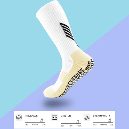 4 Pairs Soccer Socks with Non-Slip Grip, Men's Athletic Socks for Football Basketball2
