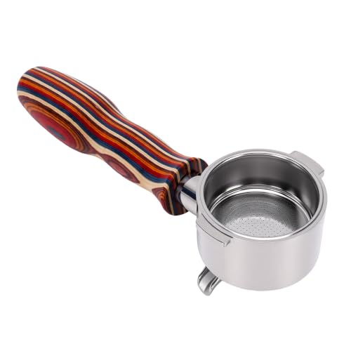 Portafiltro de café con mango de madera y doble caño para cafetera espresso 3