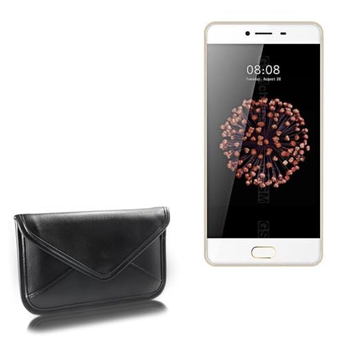 BoxWave Case Compatible with Kenxinda S8 - Elite Leather Messenger Pouch, Synthetic Leather Cover Case Envelope Design - Jet Black