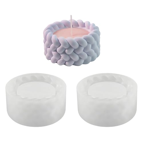 ANDARS 2 Pièces Moule Silicone Bougie – Moules pour Bougies Blancs, Réutilisables & Antiadhésifs – Fabrication Bougie avec Texture Côtelée en Jute...