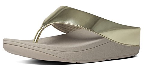FitFlop Leather Ringer Sandals - Gold Mirror