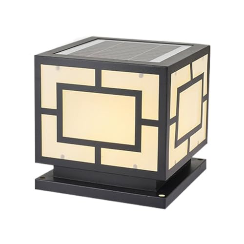 Lámpara de Columna contemporánea Impermeable, Moderna luz LED para cercas y terrazas, 3000 K, iluminación Solar para Exteriores, Luces de Pilar para Patio, jardín, Porche, césped y Caminos.