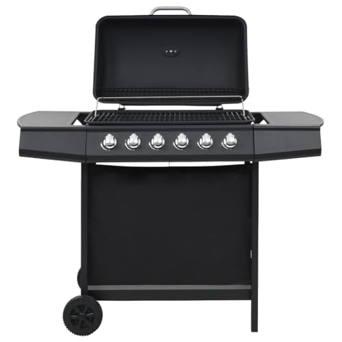 Barbacoa de gas genérica con 6 zonas de cocción de acero negro, hogar y jardín, artes de mesa y cocina de cocina, electrodomésticos de cocina, barbacoas, negro, 44.25 LB,44282