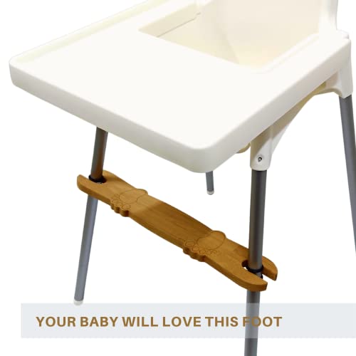 Image of High Chair Footrest, Adjustable Non-Slip Natural Wooden Foot Rest for Baby HighChair Footrest, Foot Rest for High Chair Baby Compatible with IKEA Highchair Accessories