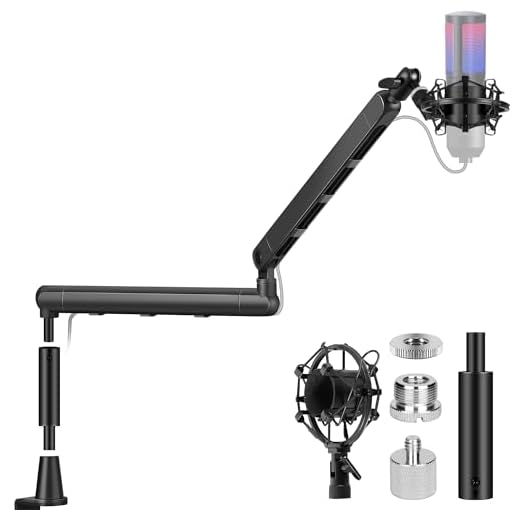 CAHAYA Soporte Brazo Micrófono Mesa - Ajuste Multidireccional Plegable Metal Capacidad de Carga 2500g para Podcasting y Streaming